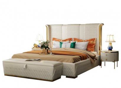 Doppelbett Klassisches Bett Designer Polster Betten Gestell Textil Leder Weiß